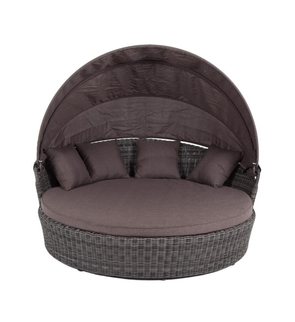 "Стильяно" плетеная кровать круглая, цвет графит — изображение 4