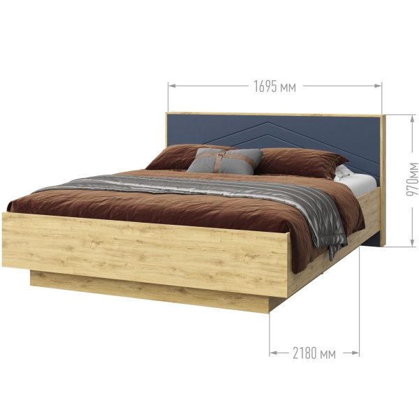 Кровать «Тиана» 160x200 КМК 0967.3, дуб наварра/синий матовый — изображение 3