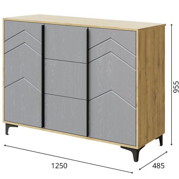 Комод «Тиана» КМК 0967.16, дуб наварра/графит — изображение 3