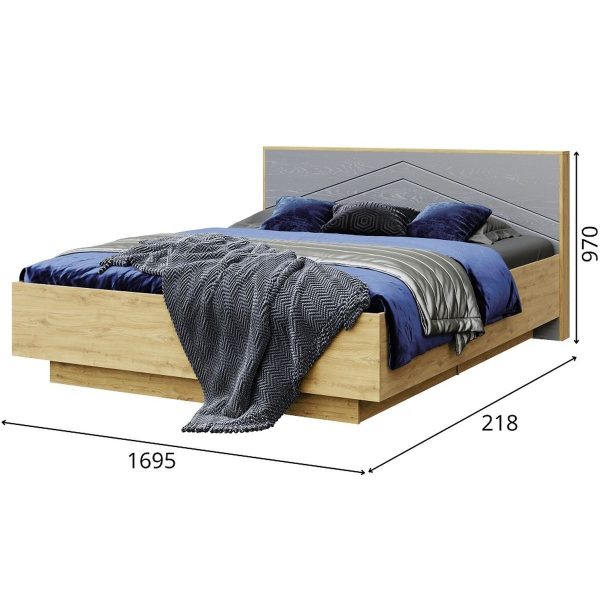 Кровать «Тиана» 160x200 КМК 0967.3, дуб наварра/графит — изображение 3