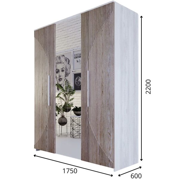 Шкаф «Монтале» 4Д КМК 0966.1, бетон пайн светлый/астана — изображение 3