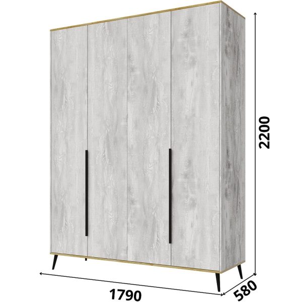 Шкаф «Саванна» 4Д КМК 0973.14, бетон пайн светлый — изображение 3