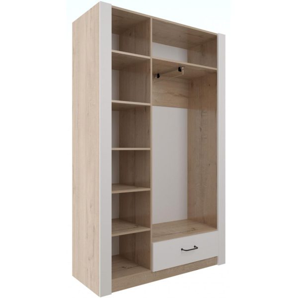 Eva_5-Prikhozhaya-M2-shkaf-otkr Шкаф «Ева 5» М2 3д, Дуб Ирландский/Белый матовый — изображение 3
