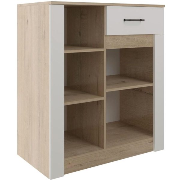 Eva_5-Prikhozhaya-M6-komod-900-otkr Комод «Ева 5» М6 900, Дуб Ирландский/Белый матовый — изображение 3