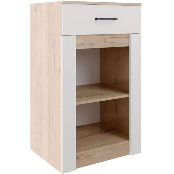 Eva_5-Prikhozhaya-M7-komod-600-otkr Комод «Ева 5» М7 600, Дуб Ирландский/Белый матовый — изображение 3