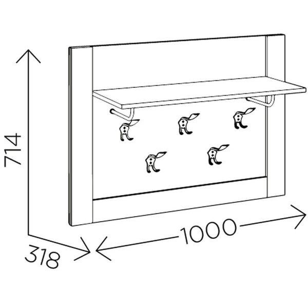 Eva_5-Prikhozhaya-M8-veshalo-navesnoe-skhema Вешалка «Ева 5» М8, Дуб Ирландский/Белый матовый — изображение 3