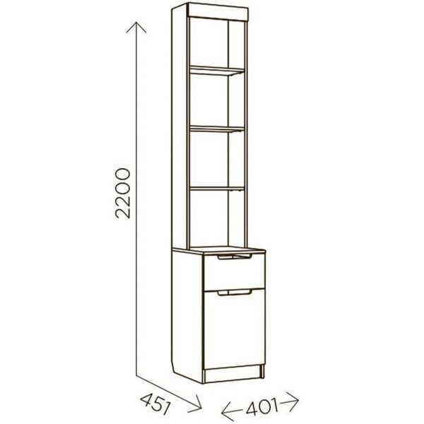 Стеллаж «Илия» М5, Дуб ирландский/Амаретти/Белый — изображение 3