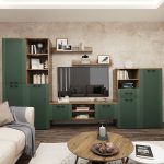 Стенка «Монреаль» КМК 0986, дуб канзас/зеленый матовый — изображение 3