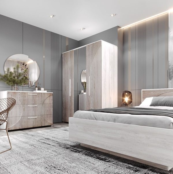 Спальня «Монтале» КМК 0966, бетон пайн светлый/астана — изображение 3