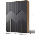 Шкаф «Оливия» 4Д КМК 0971.1, дуб наварра/шагрень черная — изображение 3