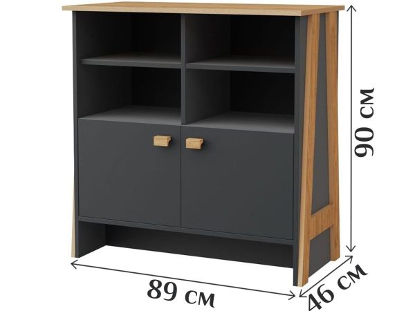 Тумба «Скандинавия 2Д 1» КМК 0905.32, Антрацит/ дуб наварра — изображение 3