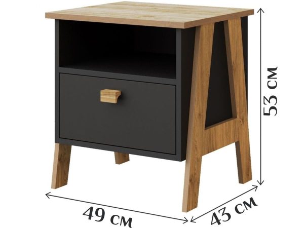 Тумба «Скандинавия» КМК 0905.9, Антрацит/Дуб Наварра — изображение 3