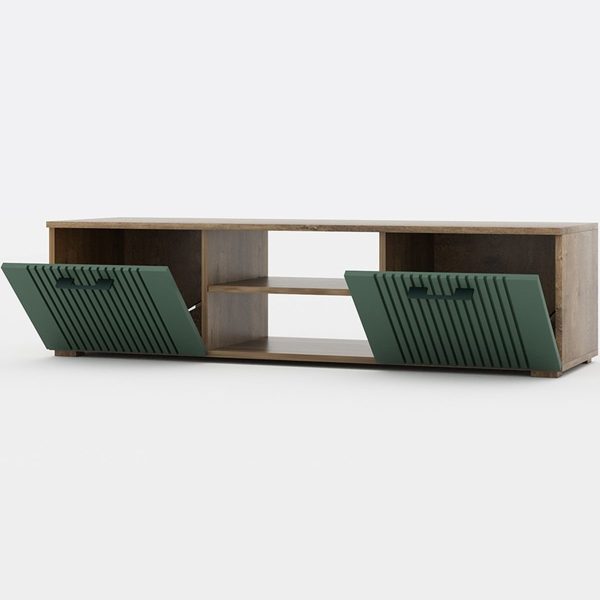 Тумба под ТВ «Монреаль» 2Д КМК 0986.5, дуб канзас/зеленый матовый — изображение 3