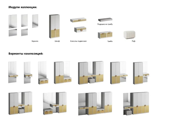 Консоль подвесная с 2-мя ящиками Bionica серый, светло-коричневый — изображение 3