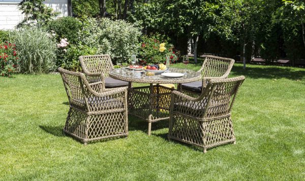 "Доппио" обеденная группа плетеная, цвет соломенный — изображение 5