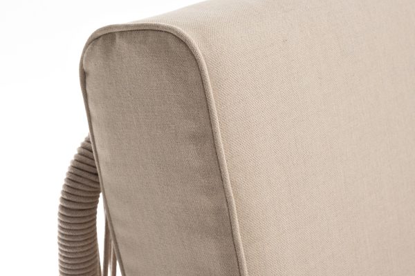 "Канны" левый модуль плетеный из роупа, каркас алюминий белый муар, роуп бежевый круглый, ткань бежевая 035 — изображение 5