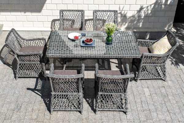 "Латте" обеденная группа плетеная, цвет графит — изображение 5