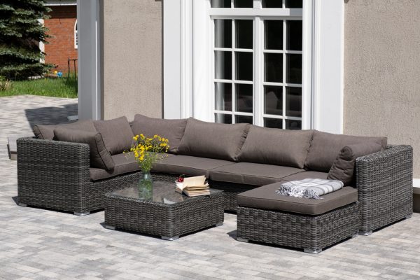 "Лунго" трансформирующаяся лаунж-зона из искусственного ротанга, цвет графит — изображение 4