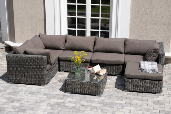 "Лунго" трансформирующаяся лаунж-зона из искусственного ротанга, цвет графит — изображение 5