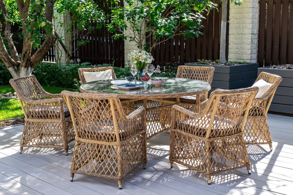 "Эспрессо–150 L" обеденная группа плетеная, цвет соломенный — изображение 3