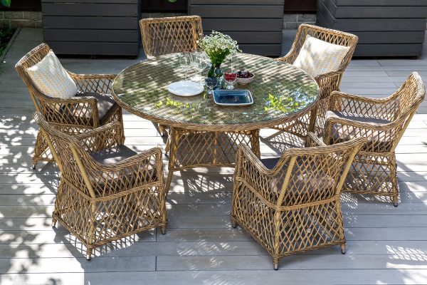 "Эспрессо–150 L" обеденная группа плетеная, цвет соломенный — изображение 5