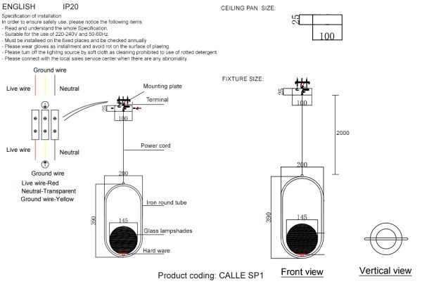 Светильник подвесной Crystal Lux CALLE SP1 BRASS — изображение 3