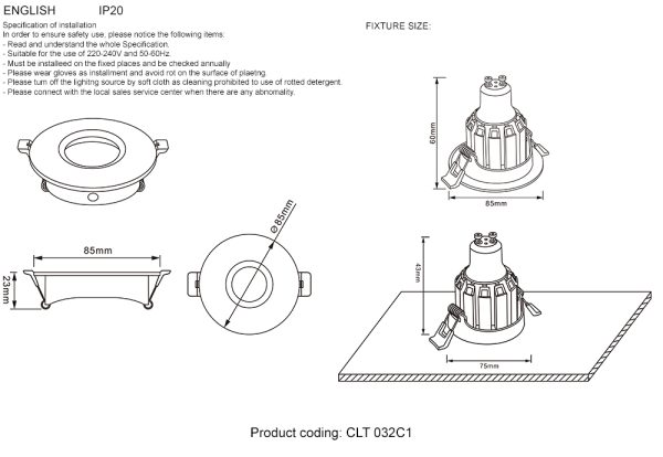 CLT_032C1 Светильник встроенный Crystal Lux CLT 032C1 WH — изображение 3