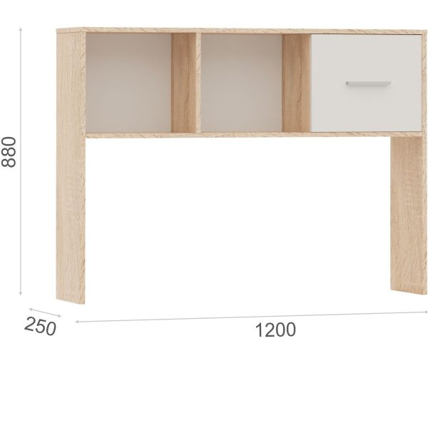 Полка-надставка «Стелс» 120, Дуб сонома/белый — изображение 3