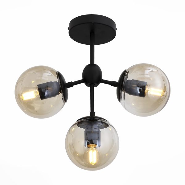 SL549.402.03 Люстра потолочная ST-Luce Черный/Дымчатый E27 3*60W STAMPO — изображение 2