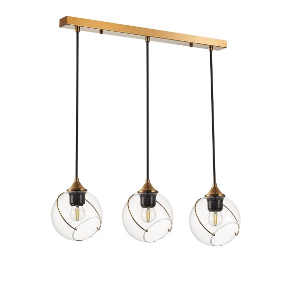 SLE103103-03 Светильник подвесной Золотистый/Прозрачный E27 3*60W SATTURO — изображение 2