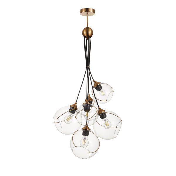 SLE103103-06 Светильник подвесной Золотистый/Прозрачный E27 6*60W SATTURO — изображение 2