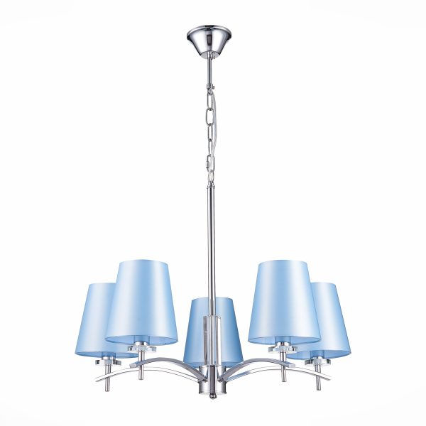 SLE105613-05 Светильник подвесной Хром/Светло-голубой E14 5*40W PERAMONE — изображение 2