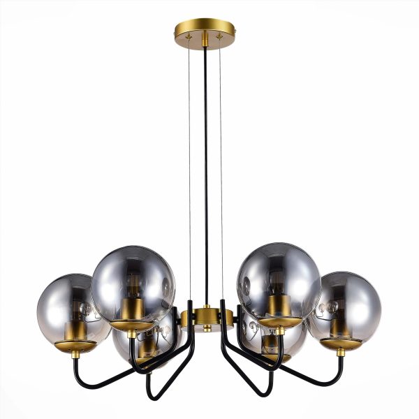 SLE1097-303-06 Светильник подвесной Матовое золото/Дымчатый E27 6*60W SCORZE — изображение 2