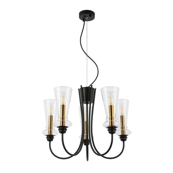 SLE112403-05 Светильник подвесной Черный/Прозрачный E14 5*40W RAMMO — изображение 2