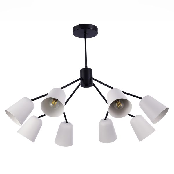 SLE155942-08_02W SLE155942-08 Светильник потолочный Черный/Белый E14 8*40W MARIO — изображение 2