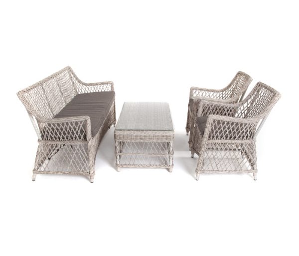 "Асти" лаунж-зона из искусственного ротанга на 4 персоны, цвет бежевый — изображение 3