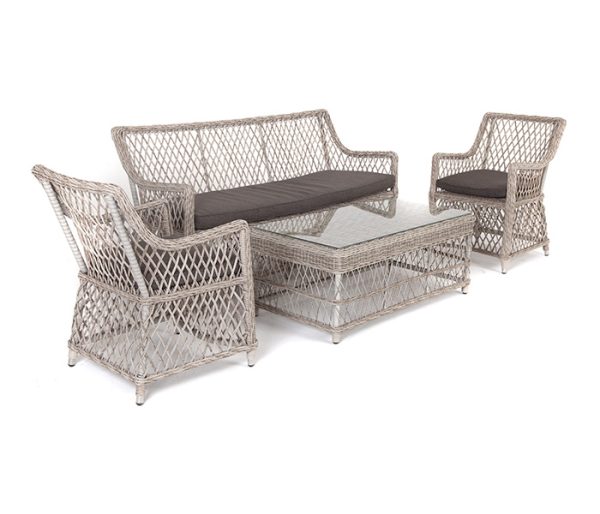 "Асти" лаунж-зона из искусственного ротанга на 4 персоны, цвет бежевый — изображение 4
