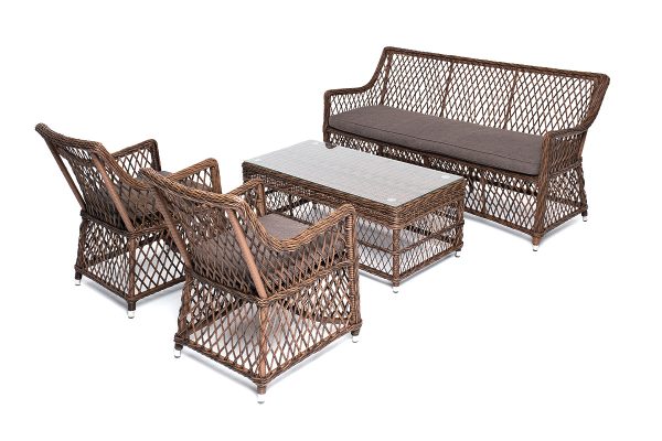 "Асти" лаунж-зона из искусственного ротанга на 4 персоны, цвет коричневый — изображение 3