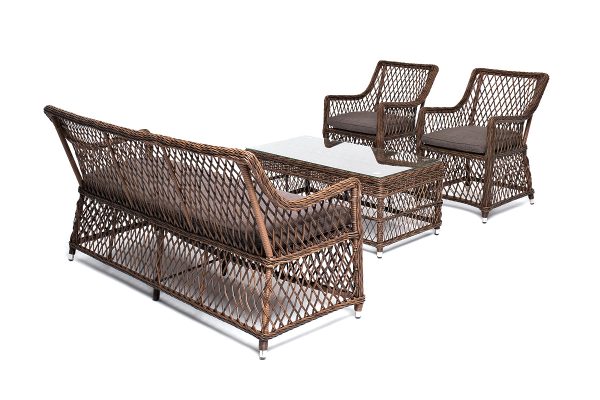 "Асти" лаунж-зона из искусственного ротанга на 4 персоны, цвет коричневый — изображение 4