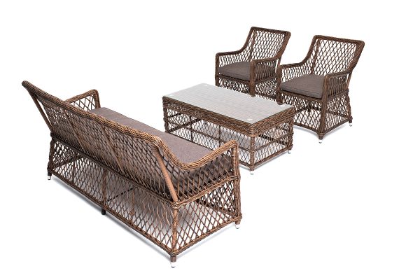 "Асти" лаунж-зона из искусственного ротанга на 4 персоны, цвет коричневый — изображение 5