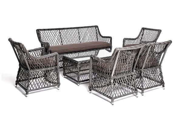 "Асти" лаунж-зона из искусственного ротанга на 6 персоны, цвет графит — изображение 3
