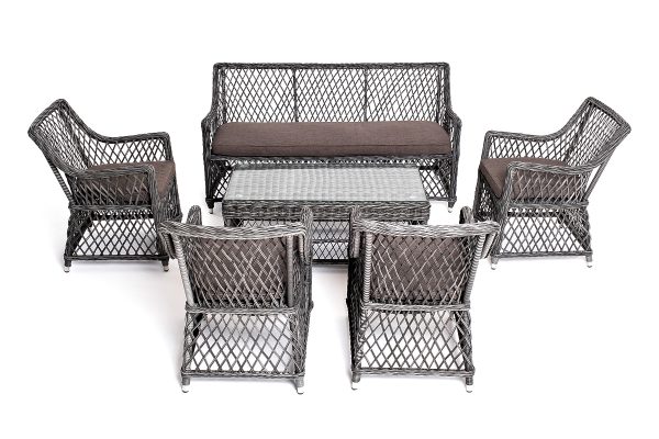 "Асти" лаунж-зона из искусственного ротанга на 6 персоны, цвет графит — изображение 5