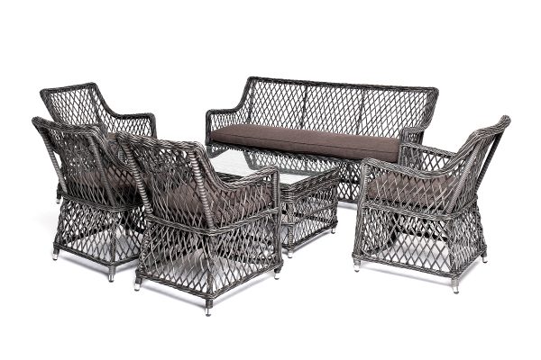 "Асти" лаунж-зона из искусственного ротанга на 6 персоны