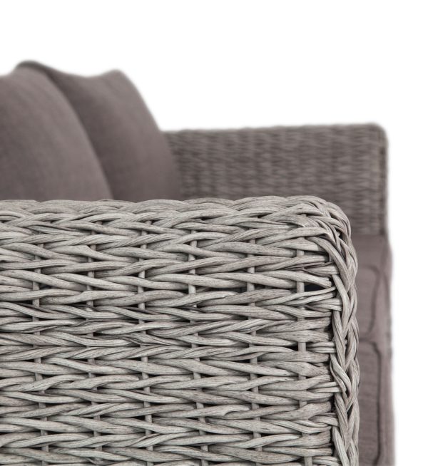 "Кальяри" диван из искусственного ротанга (гиацинт) трехместный, цвет серый — изображение 3