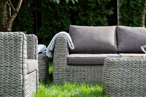 "Кальяри" диван из искусственного ротанга (гиацинт) трехместный, цвет серый — изображение 5