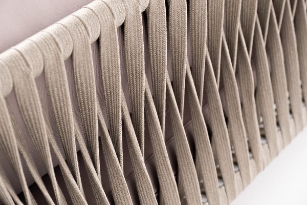 "Касабланка" правый модуль плетеный из роупа, каркас алюминий светло-серый (RAL7035) муар, роуп серо-коричневый 23мм, ткань бежевая 052 — изображение 5