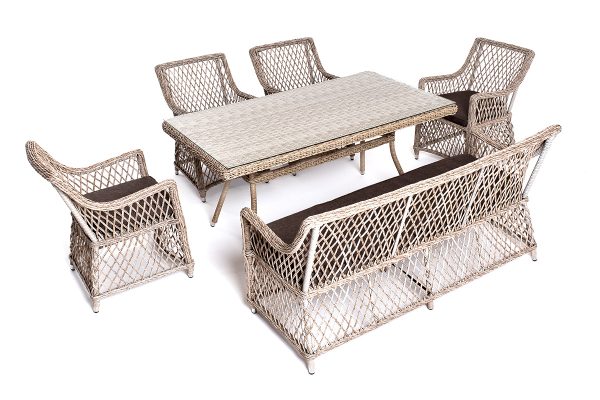 "Катания" обеденная группа плетеная на 6 персон, цвет бежевый — изображение 3