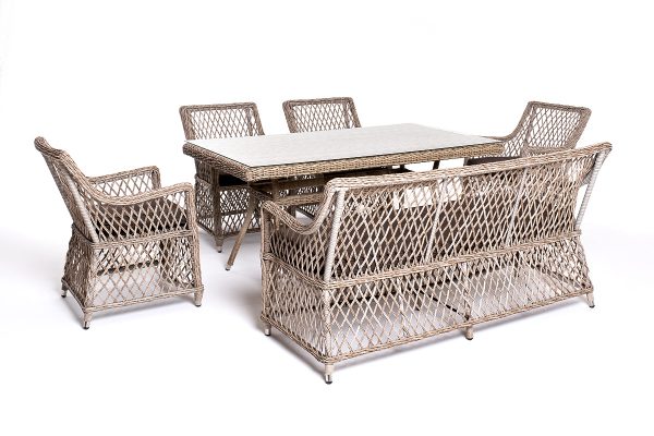 "Катания" обеденная группа плетеная на 6 персон