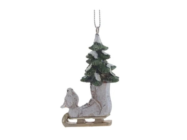 Елочное украшение Конек со снегом 8 см