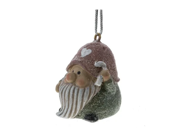 Елочное украшение Гном без подарка розовый — изображение 2